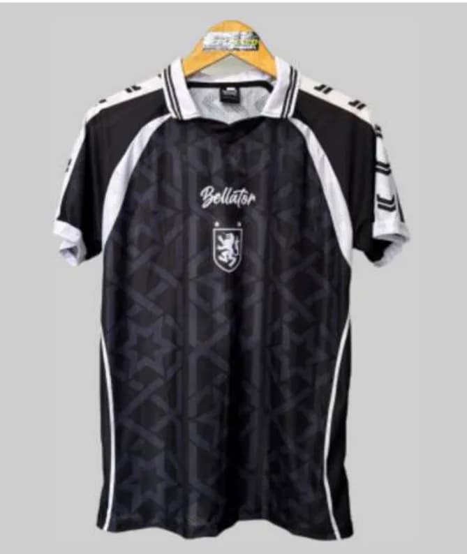 Jersey kerah vintage hitam Bellator berbahan Jaguar